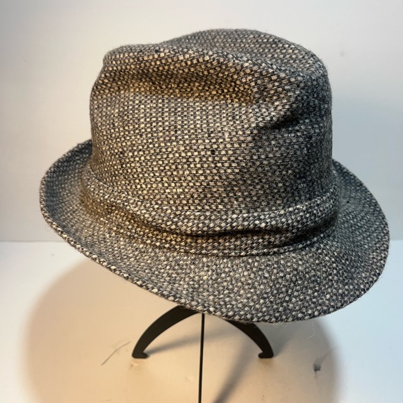 DOBBS Fifth Avenue Fedora Hat Men’s Gray Tweed Feather Size 7 3/8 Vintage - Picture 2 of 5